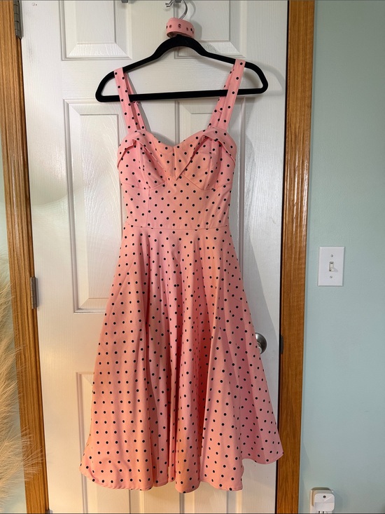 Vixen by Micheline Pitt Dresses & Skirts - Vixen by Micheline Pitt Pink Dress with Black Polka Dots